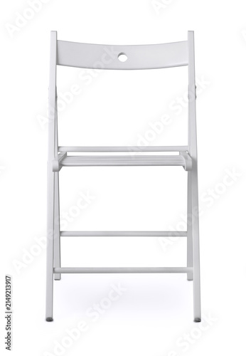 White slatted wooden folding chair