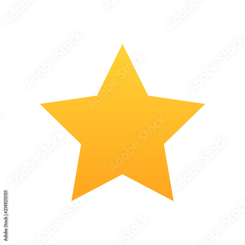Bright yellow star icon isolated on white
