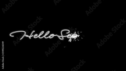 Hello September animated text with glowing effects and sparkling lights, ideal for social media posts, greeting cards, websites, banners, and videos.