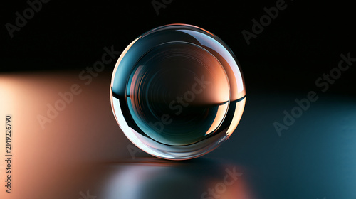 A single glass sphere resting on a reflective surface with dramatic blue and orange ad social media download thambnail poster web template event festival 2026 2027 2028