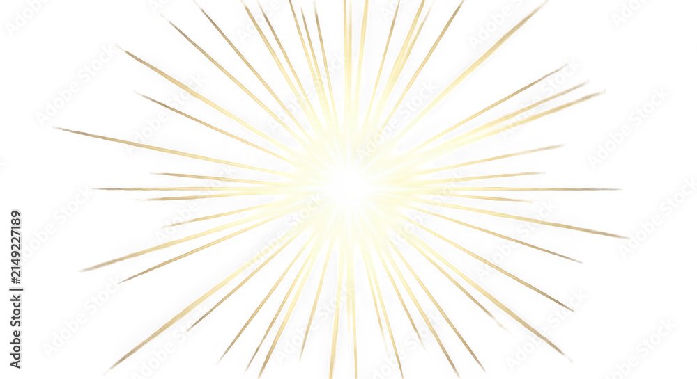 Fototapeta premium A radiant burst of light with intricate patterns and a golden hue isolated on transparent background