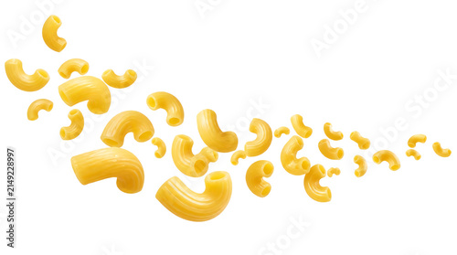 Flying mac pasta isolated on transparent background
