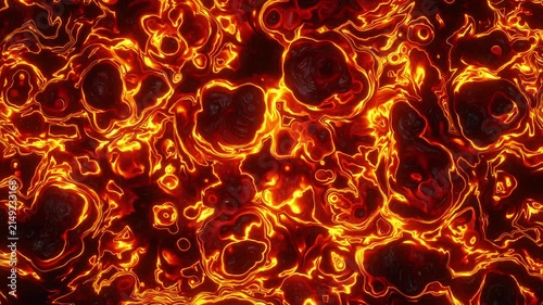 Fiery Molten Lava Abstract Surface Loop with Glowing Orange Liquid Texture. Looped 3D rendering