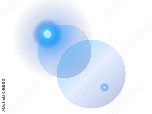Blue lens flare effect on black background. Abstract light leak overlay for digital design.