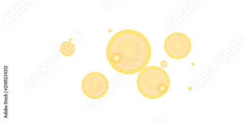 Golden bokeh circles on black background. Abstract glowing lights for festive design.