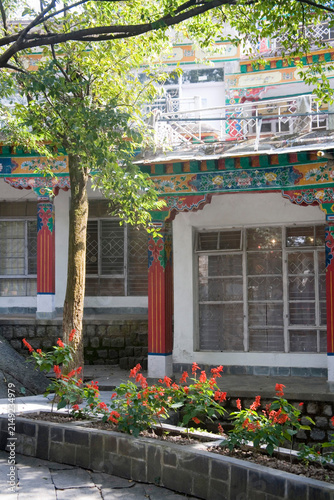 Canvastavla window with flowers