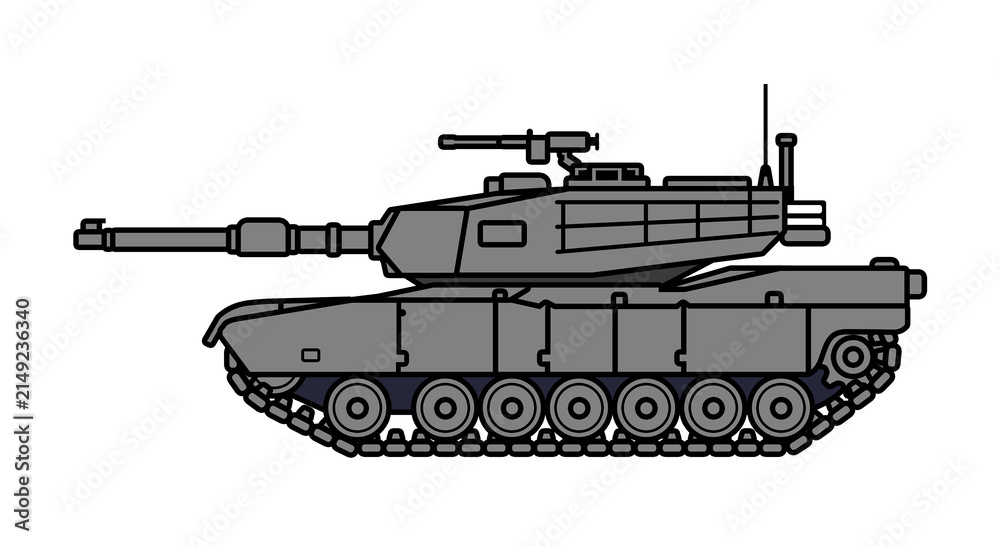 Obraz premium Military tank flat vector illustration