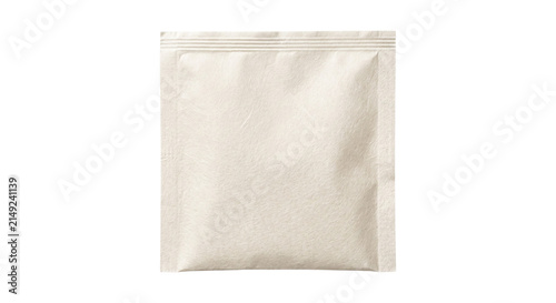 Square tea sachet paper envelope sealed minimalist paper pouch isolated on transparent background