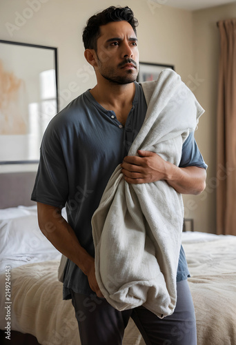 Young hispanic man holding ...