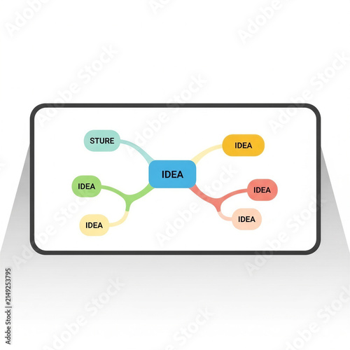 Mind map screen showcasing central idea and related concepts  