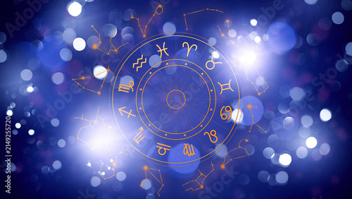 Fotografía Astrology zodiac signs chart with constellations and symbols