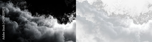 Fotografie Cloud formations on a transparent background in soft white and gray hues during