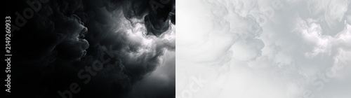 Fotografie Clouds drift softly in a clear sky above, showing a light display and gentle pat