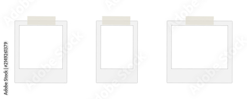 Blank instant photo frame collection with white borders and realistic shadows for photography wedding party family and album presentation