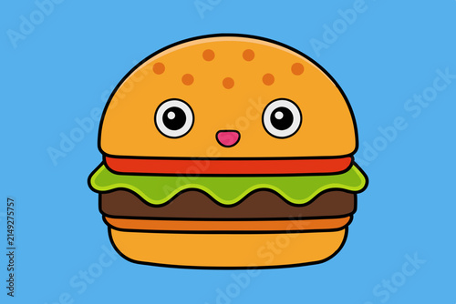 Burger Vector Icon Fast Food Hamburger Outline Clipart, Minimal Line Art Restaurant Menu Illustration.
