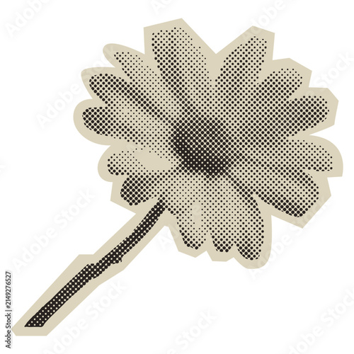 Halftone Daisy Flower Collage Scrapbook Cut Out