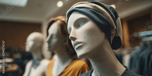mannequin displaying headphones in retail store
