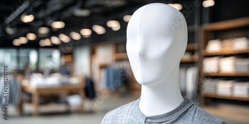 modern mannequin with blank face in retail store display for fashion and clothing advertising