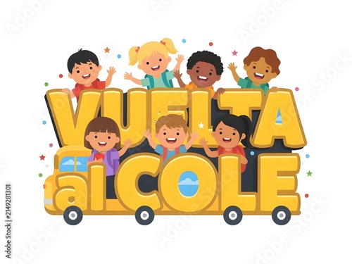 Ilustración infantil vuelta al cole 
