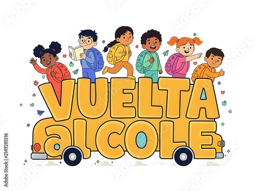 Ilustración infantil vuelta al cole 
