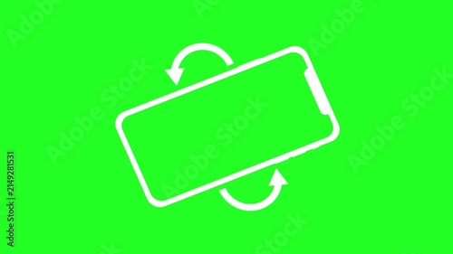 Smartphone Screen Rotation Animation With White Arrows on Green Background