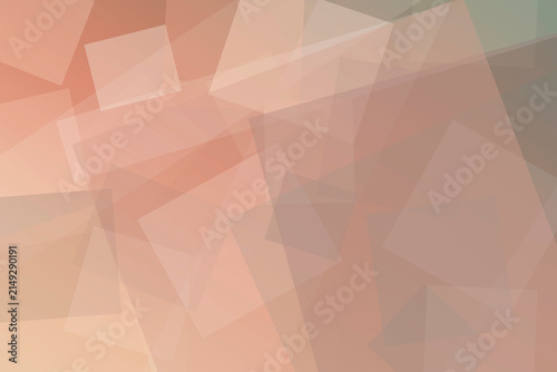 Quadro su tela Coral, cream, and taupe polygons form a faceted abstract composition with soft highlights, creating an uplifting mood for invitations, websites, and posters