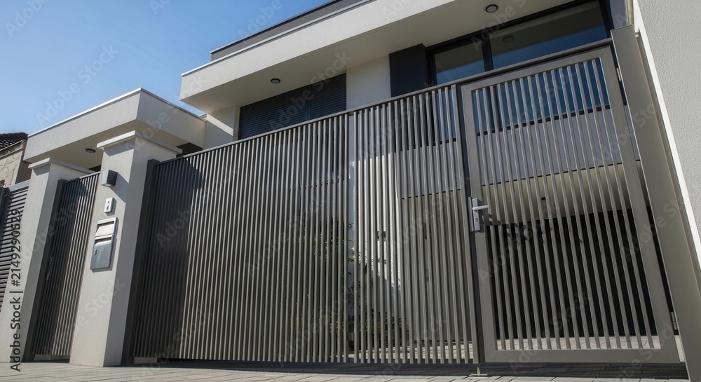 Fototapeta premium Modern Residential Metal Gate Security And Architectural Design