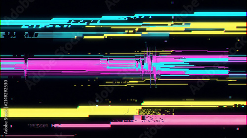 Abstract digital glitch effect with colorful horizontal lines