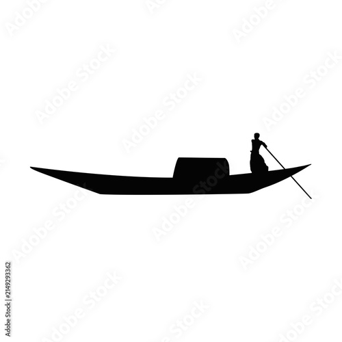 Venice Gondola Silhouette with Gondolier, Italian Travel Illustration