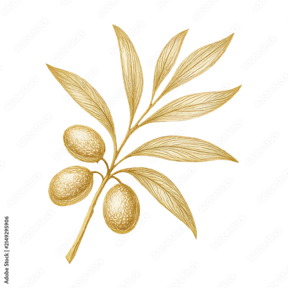 Naklejka premium PNG Golden olive branch illustration.