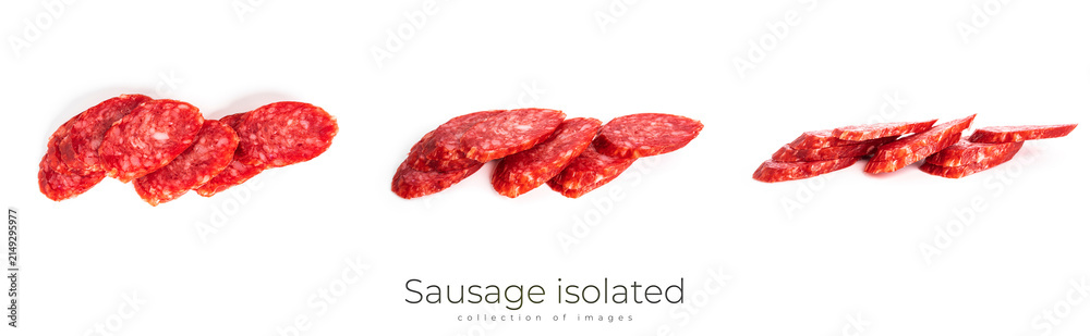 Obraz premium Sausage isolated on a white background. Chinese sausage. High quality photo