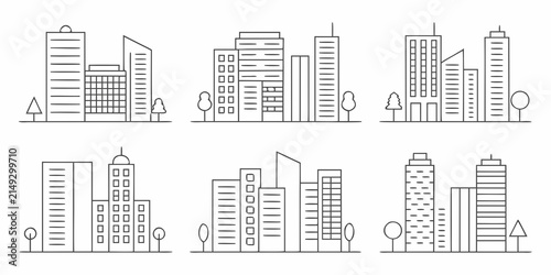 Foto Minimalist Continuous Line Cityscapes On White Background Architectural Vector I