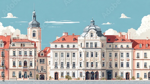 Karlsbad Architecture Vector Illustration on White Background
