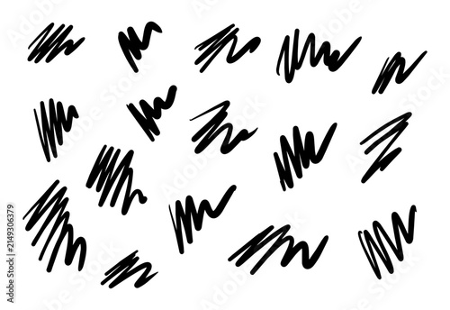 set of hand drawn brush strokes. scribble. doodle. freehand.