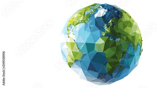 Tapety artystyczne Low Poly Earth Vector Illustration on White Background 