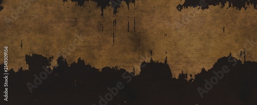 Quadro su tela Abstract Gold Black Grunge Texture Background with Distressed Paint
