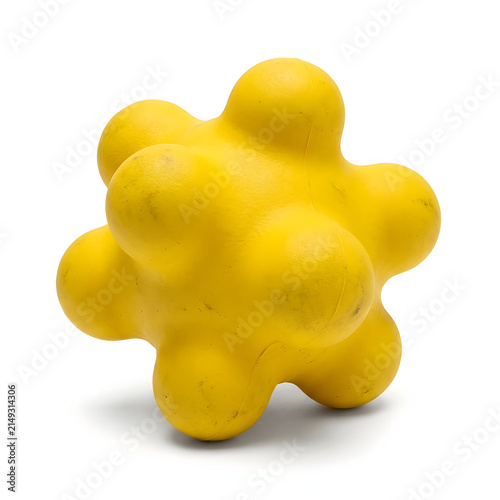 Yellow rubber reaction ball for agility and reflex training