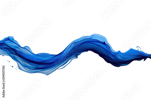 Flowing blue paint wave with layered translucent edges