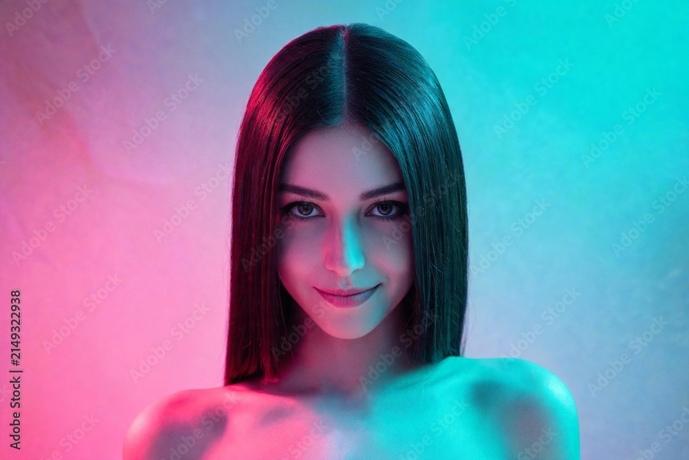 Fototapeta premium Contemporary Gel-Lit Fashion Editorial Portrait