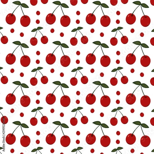 Seamless pattern of cherries with leaves, best for background or backdrop