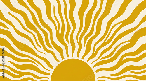 Retro 1970s Style Wavy Sunburst Illustration