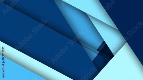 Minimalist abstract background featuring layered overlapping geometric shapes in shades of blue with subtle shadows.