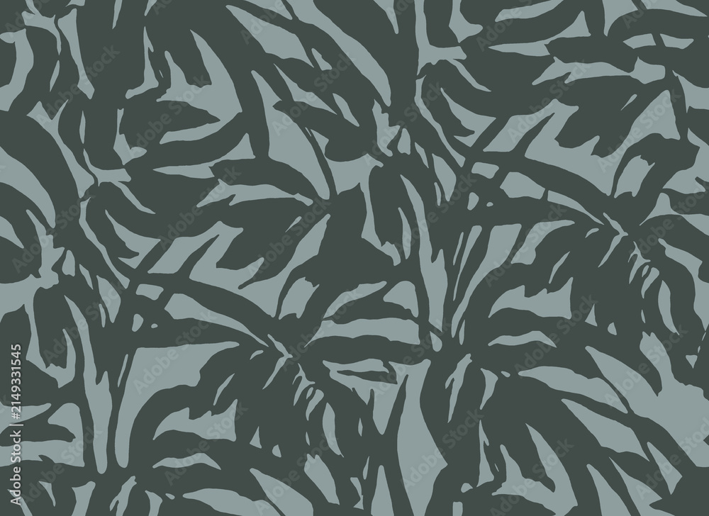 Fototapeta premium Abstract palm leaf pattern in muted green tones with a subtle textured background representing organic growth