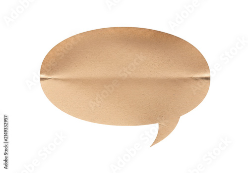 Beige speech bubble icon with a textured paper look