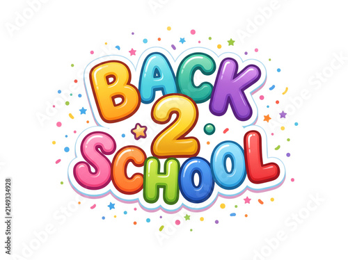 Back 2 school festive text design with confetti isolated on transparent background for sale