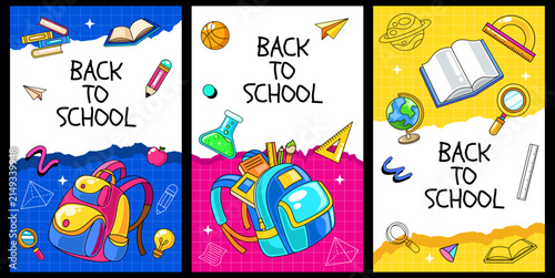 Set back to school doodle layout template vector background
