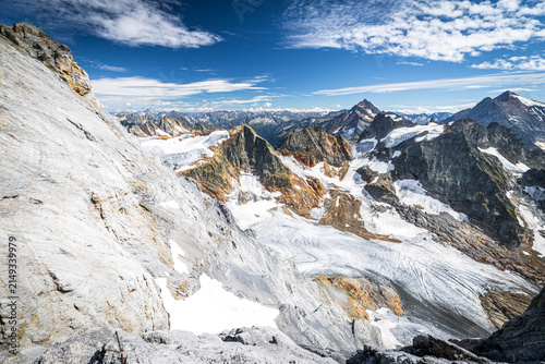 Close up of Titlis glacier in summer. Canton of Obwalden in Switzerland, Europe.