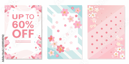 Floral ornament vector illustrations with pastel shades featuring cherry blossoms and polka dot patterns on a white background flower pattern blossom sakura colors
