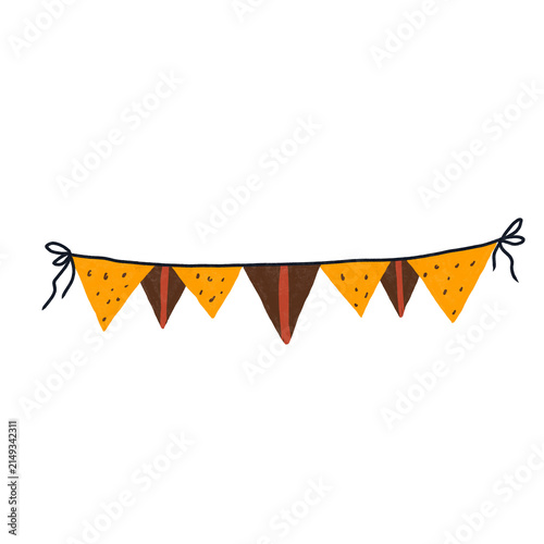 Quadro su tela Rustic hand-crafted Halloween bunting garland flags illustration for festive party room decorations and seasonal banners