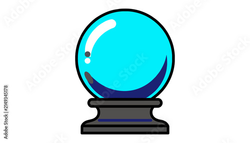 Magic crystal ball on a dark stand for future prediction
